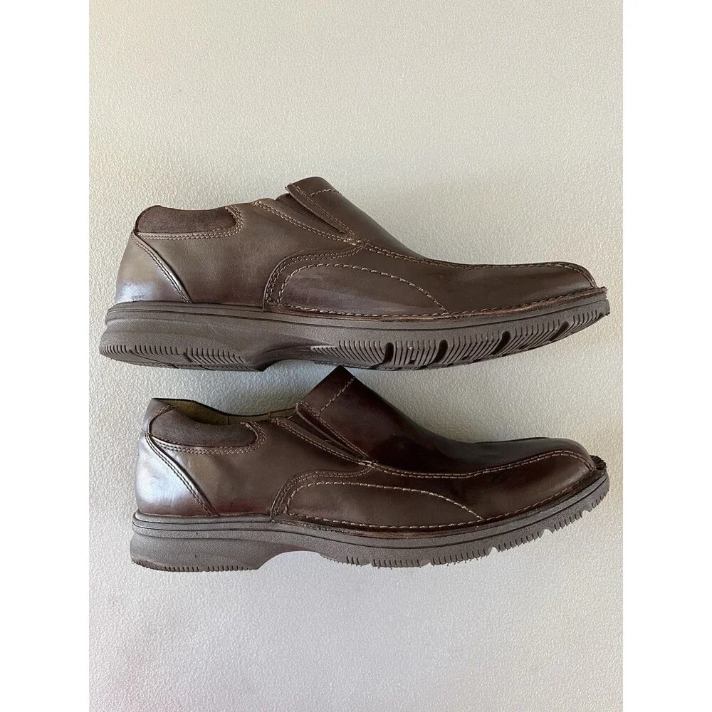 Clarks Men’s Leather Slip On Comfort Loafers Shoes Size 11M Brown Dad Normcore